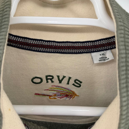 Orvis Quarter Zip Pullover Sweatshirt Fly Fishing Logo XXL Olive Green Heather