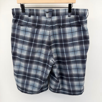 Nike Golf Dri-FIT Plaid Shorts Athletic Performance Grey Black 36 Mens Preppy