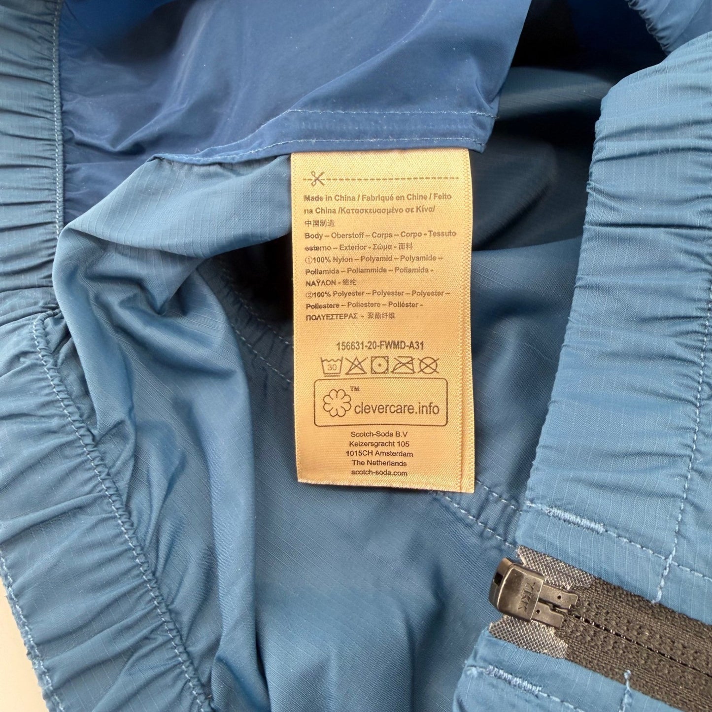 Scotch & Soda Club Nomade Colorblock Windbreaker Jacket Medium Teal Navy Tan