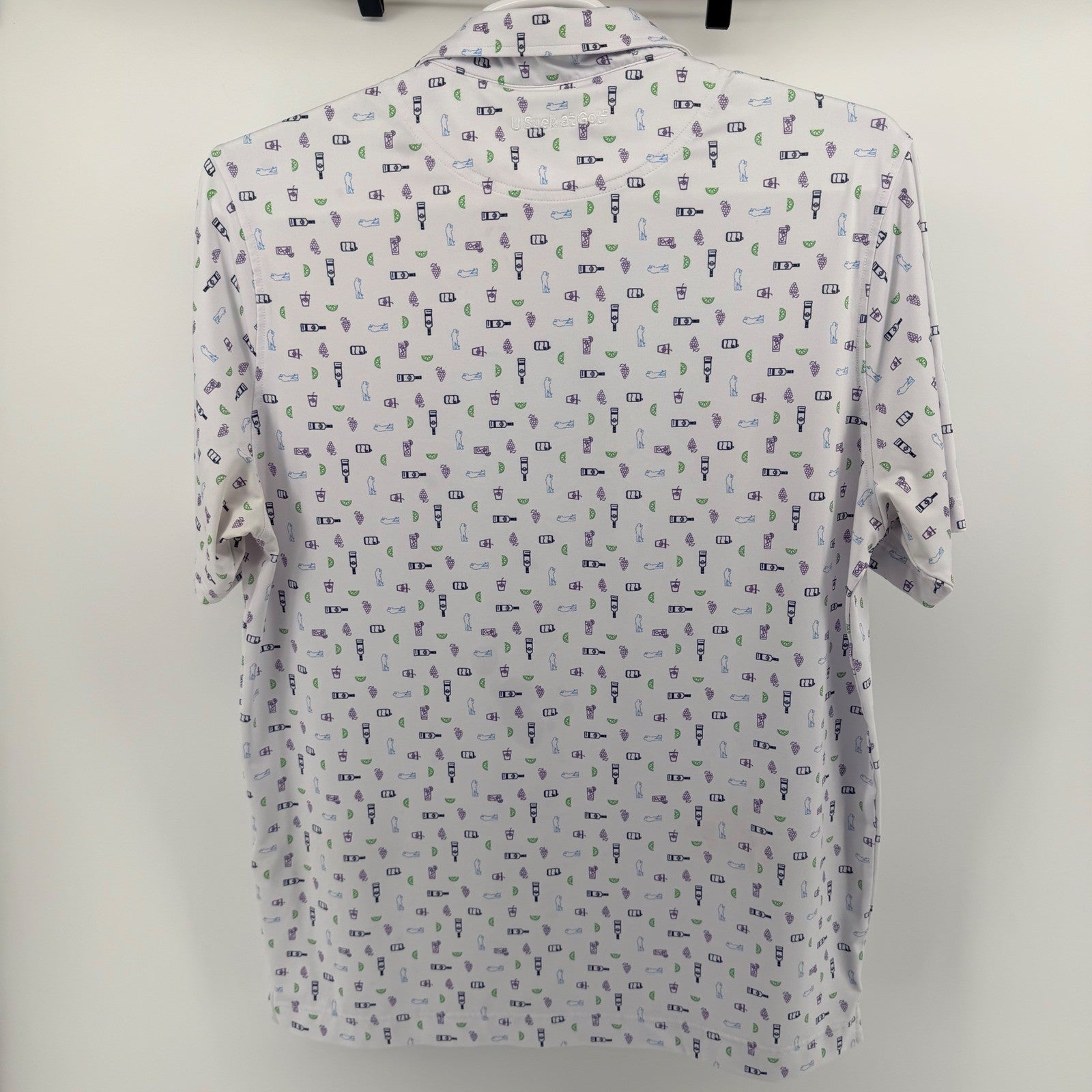 U Suck At Golf Performance Polo Shirt Novelty Print White Purple Large Mens