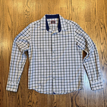 UNTUCKit Cecio Slim Fit Plaid Button Down Shirt Medium Purple Navy