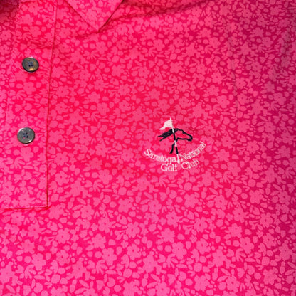 FootJoy Saratoga National Golf Club Floral Polo Shirt XL Pink Performance Preppy
