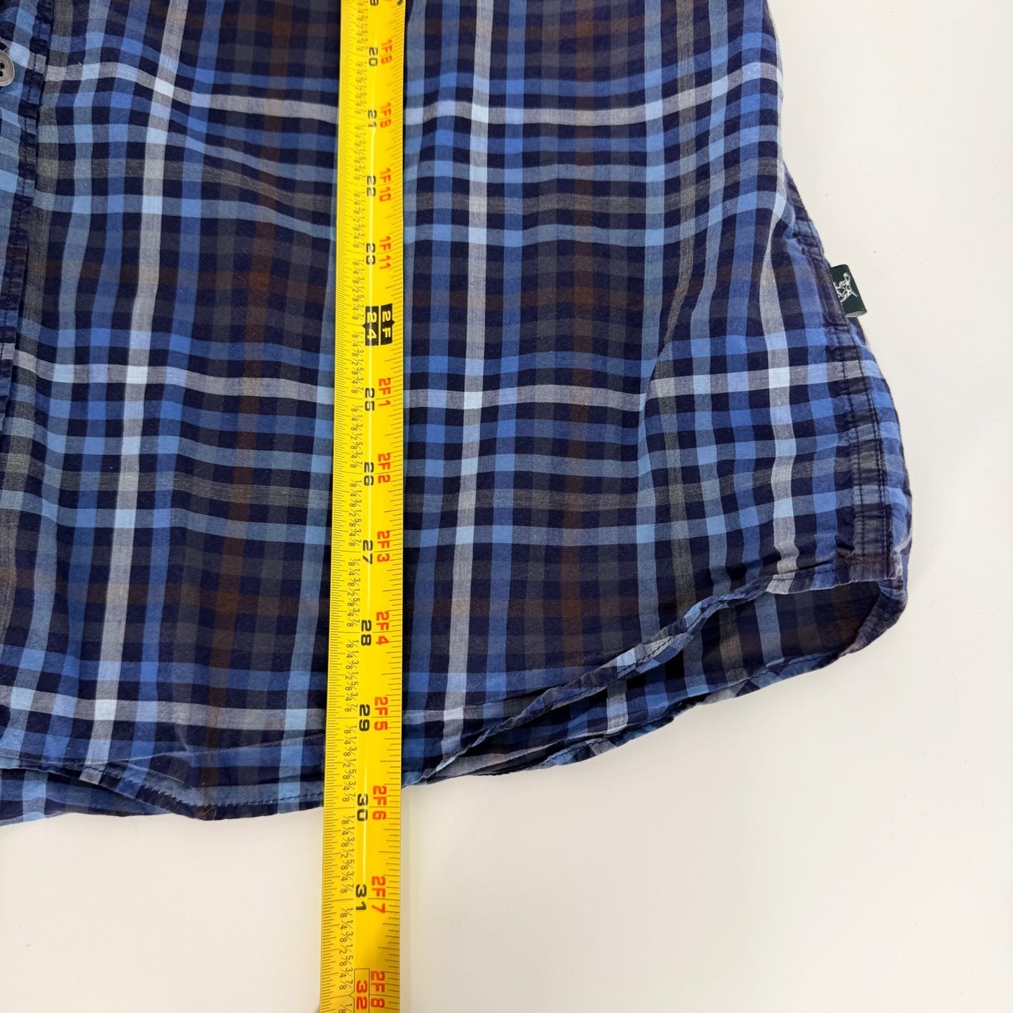 Rodd & Gunn Sports Fit Plaid Button Down Shirt Albini Italian Cotton 2XL Blue