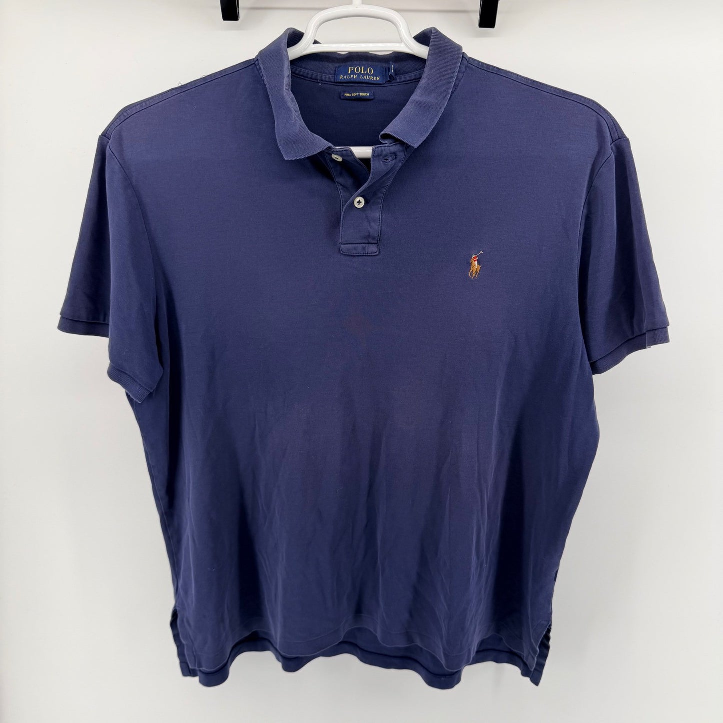 Polo Ralph Lauren Pima Soft Touch Polo Shirt Classic Fit XL Navy Blue Preppy