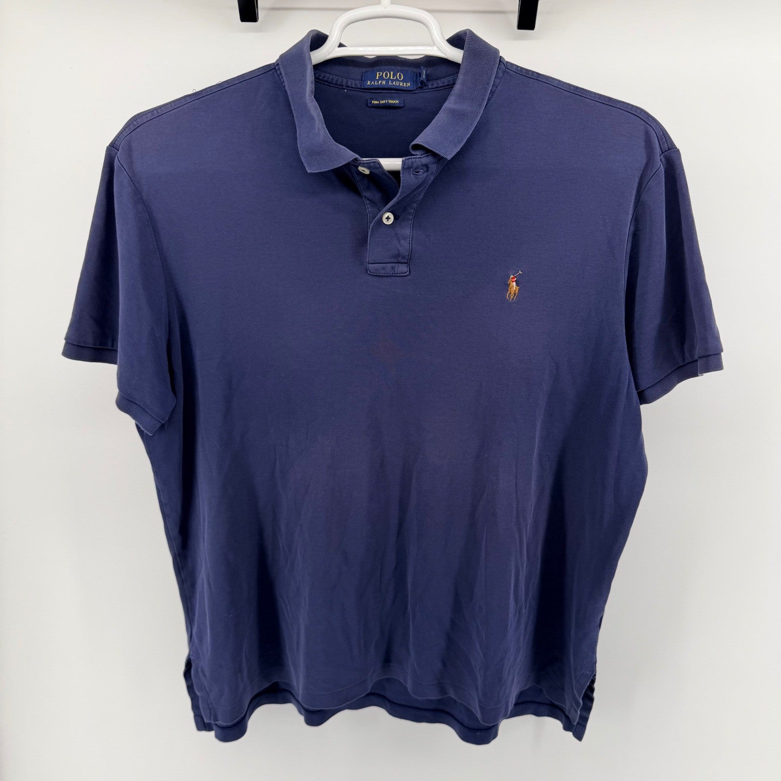 Polo Ralph Lauren Pima Soft Touch Polo Shirt Classic Fit XL Navy Blue Preppy