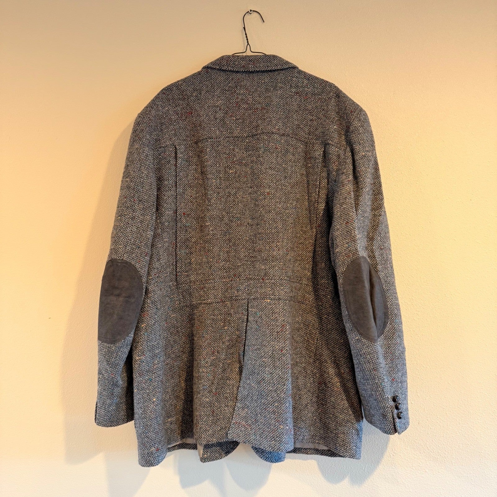 Pendleton Vintage 50s Wool Donegal Tweed Sport Coat Elbow Patches 52L Gray