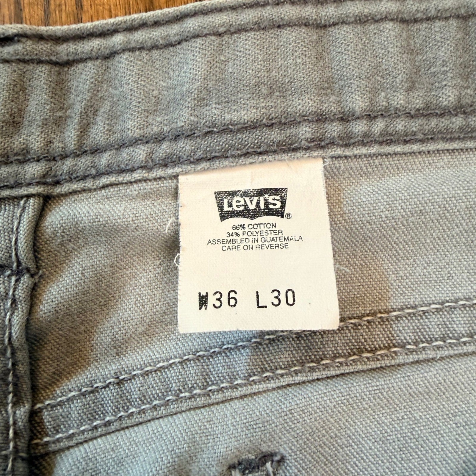 Levi's 977 Vintage 1999 Grey Jeans Straight Leg Pants 36x30 Leather Tab