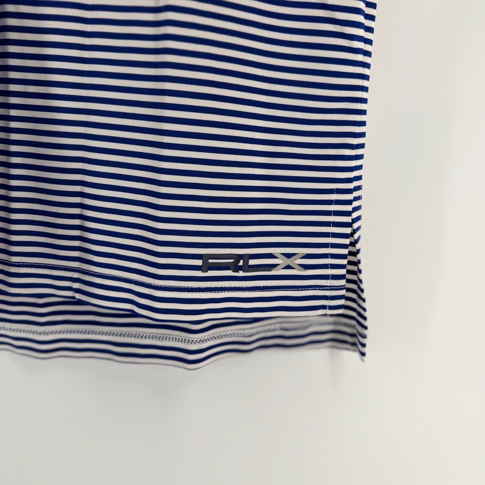 RLX Ralph Lauren Striped Performance Golf Polo Shirt Blue White Mens Large