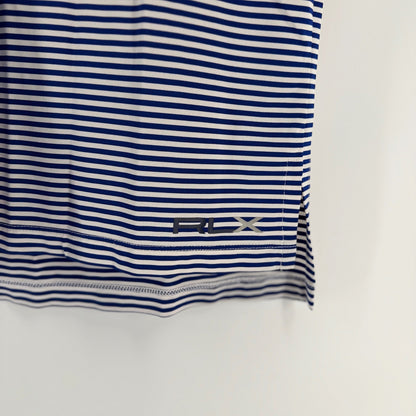 RLX Ralph Lauren Striped Performance Golf Polo Shirt Blue White Mens Large