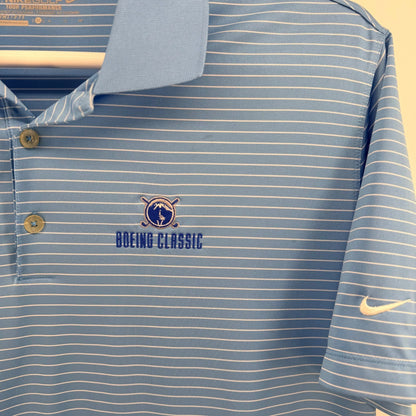 Nike Golf Boeing Classic Dri-FIT Striped Polo Shirt XL Blue 585748-412