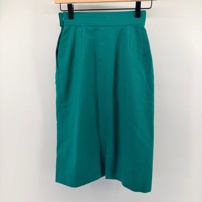 Pendleton Vintage Petite Wool Pencil Skirt High Waist Pleated Teal Green Size 2