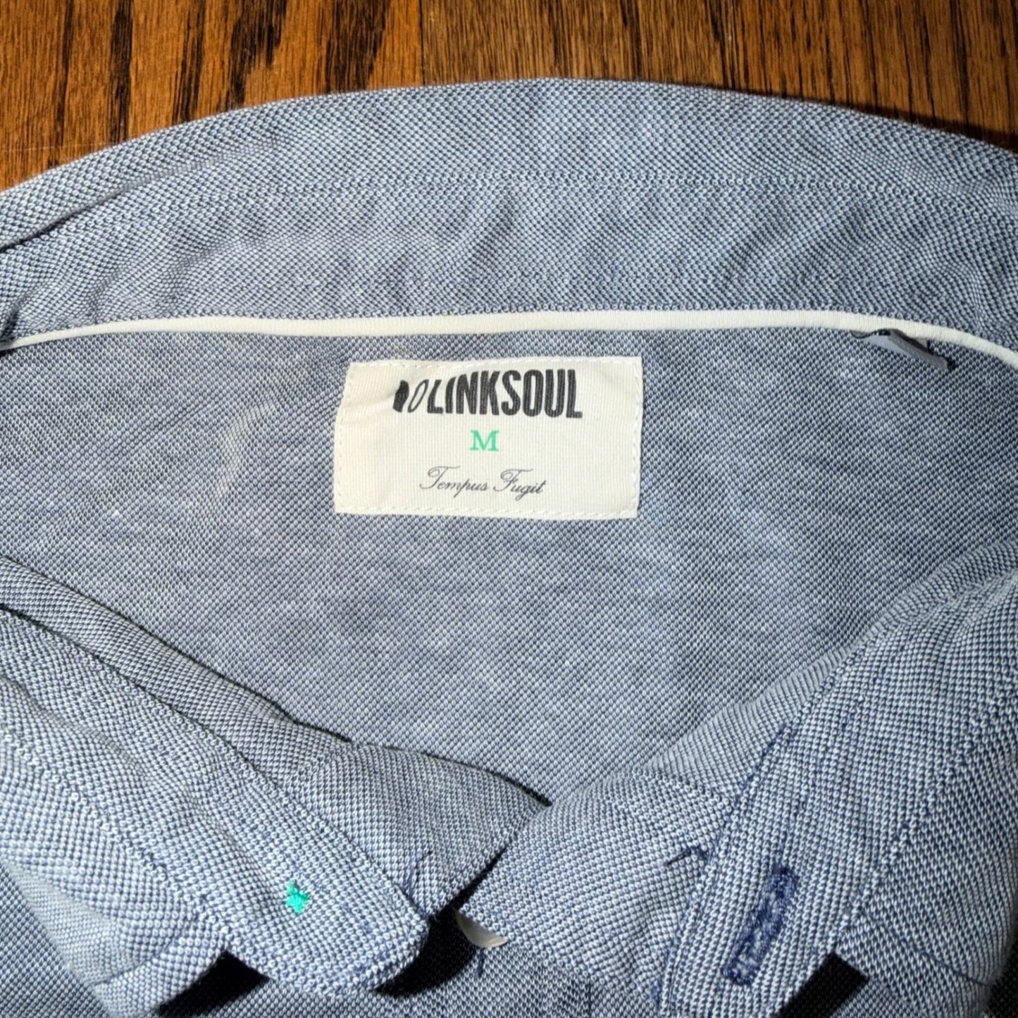 Linksoul Tempus Fugit Golf Polo Shirt Blue Heather Performance Mens Size M