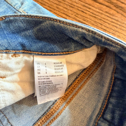 American Eagle Hi-Rise Jegging Distressed Skinny Jeans 4 Medium Wash Blue