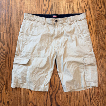 Genuine Dickies Ripstop Cargo Shorts Khaki Tan Size 36 Mens Workwear Stretch