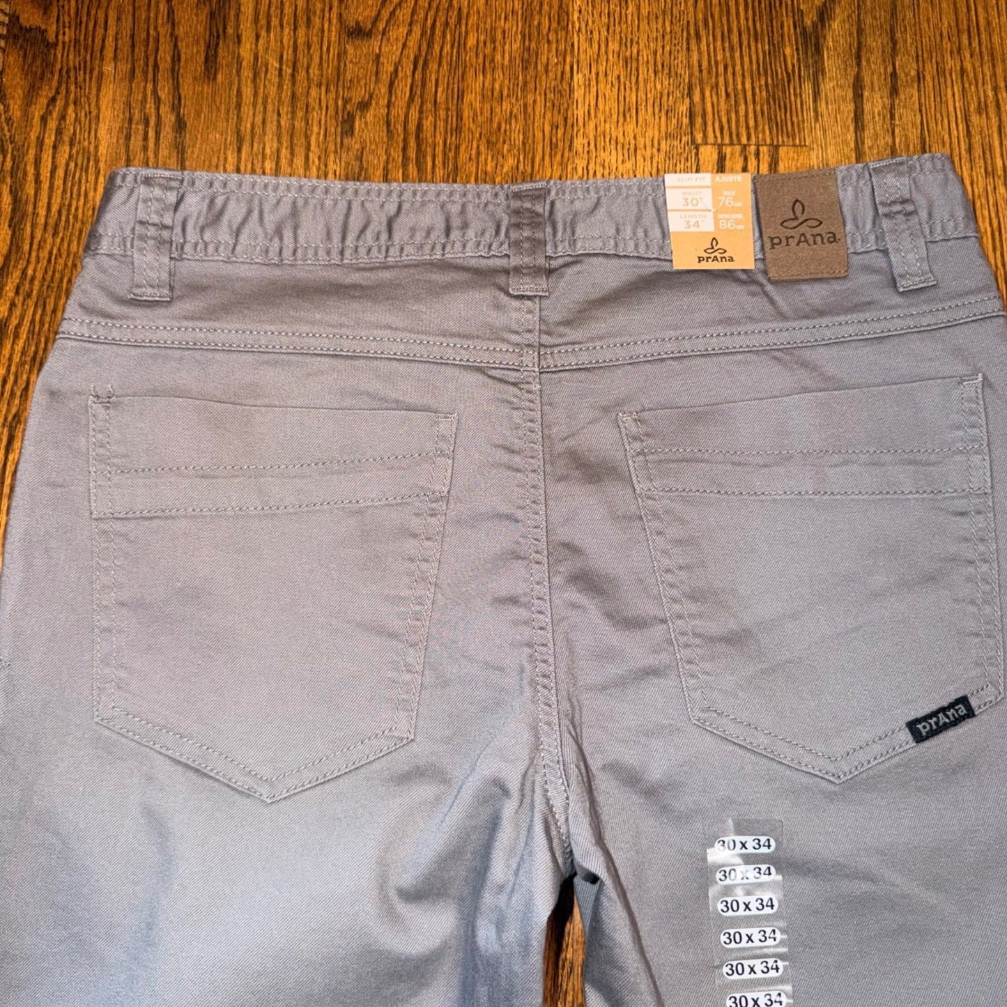 Prana Bridger Jean Slim Fit Organic Stretch Denim Pants 30x34 Gravel Grey NWT