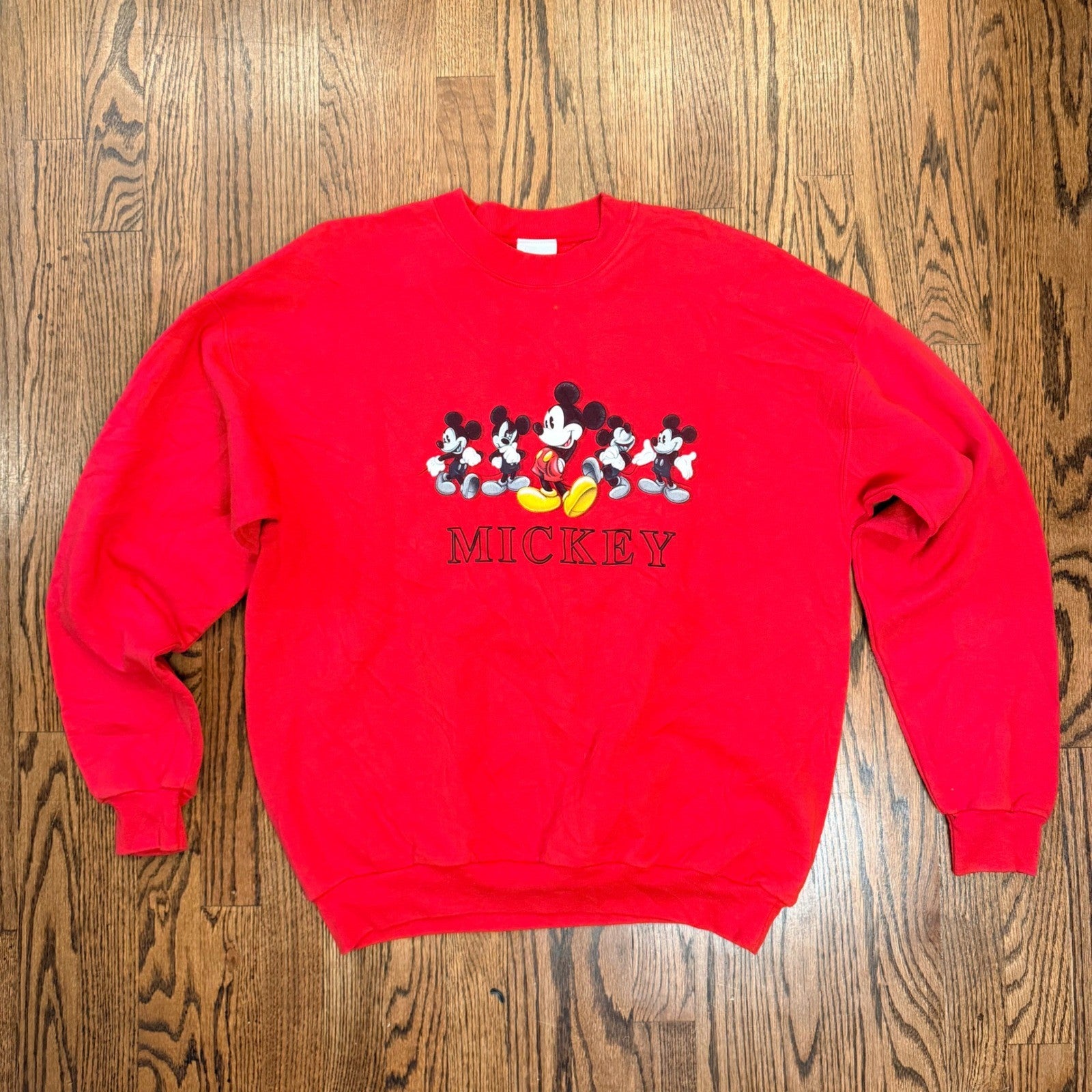 Official Disney Store Mickey Mouse Graphic Sweatshirt Embroidered Large Red