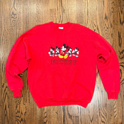 Official Disney Store Mickey Mouse Graphic Sweatshirt Embroidered Large Red
