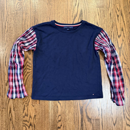 Tommy Hilfiger Women’s Mixed-Media Long Sleeve Sweatshirt Chili Pepper M