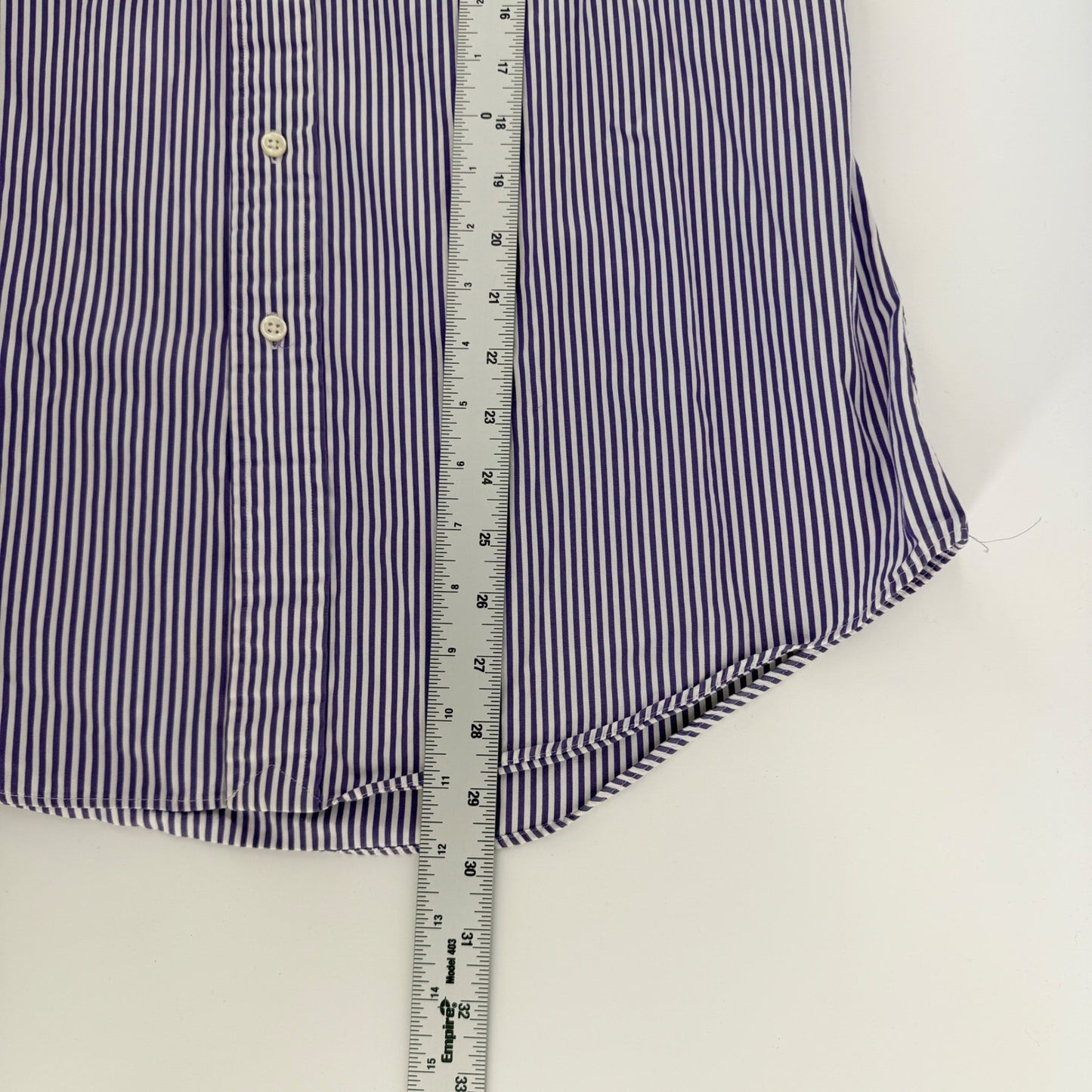 Ralph Lauren Custom Fit Striped Button Down Shirt Purple White 16 34/35 Mens