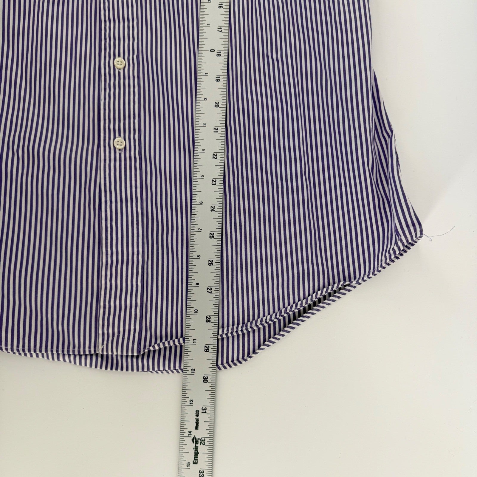 Ralph Lauren Custom Fit Striped Button Down Shirt Purple White 16 34/35 Mens