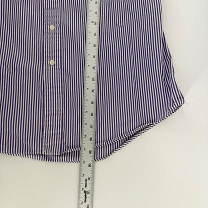 Ralph Lauren Custom Fit Striped Button Down Shirt Purple White 16 34/35 Mens