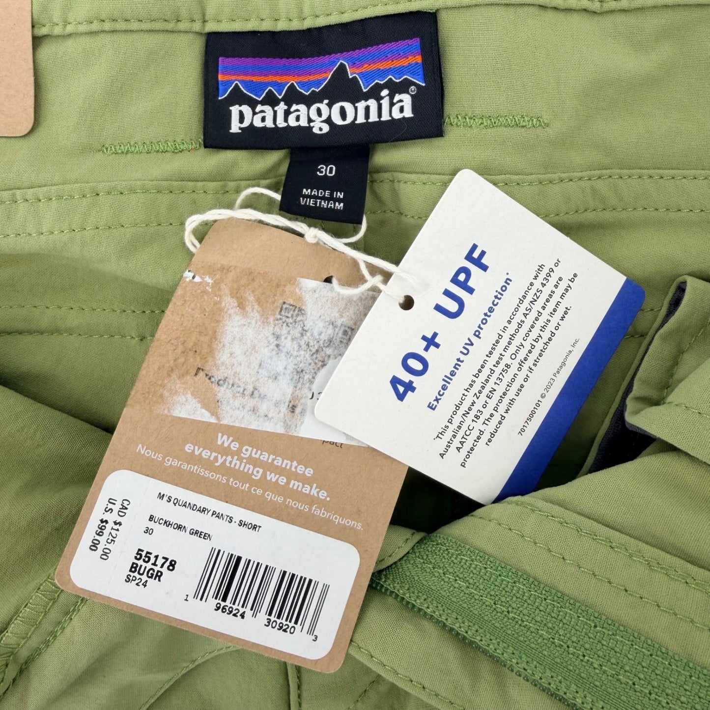 Patagonia Quandary Hiking Pants 40+ UPF Slim Straight 30x30 Bud Green