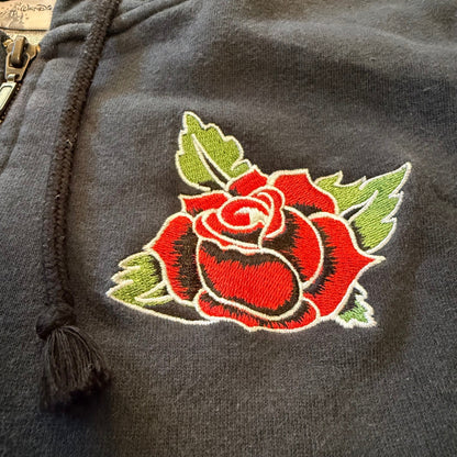 Disney Mickey Mouse Tattoo Rose Zip Hoodie XL Kids Fits Adult Small Navy