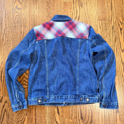 Gap x Pendleton Denim Trucker Jacket Plaid Wool Yoke S Blue Colab Western Spring