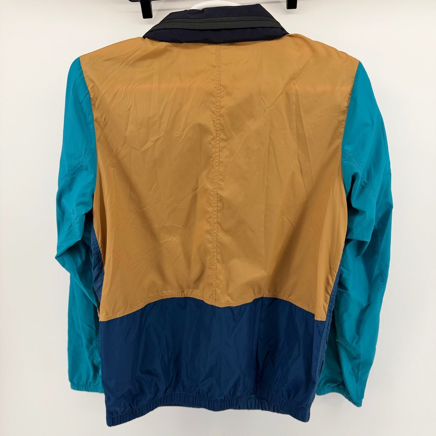 Scotch & Soda Club Nomade Colorblock Windbreaker Jacket Medium Teal Navy Tan