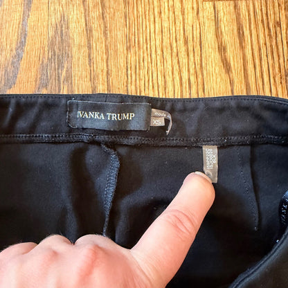 Ivanka Trump Compression Knit Slim Pants Gold Zipper Pockets XS Black