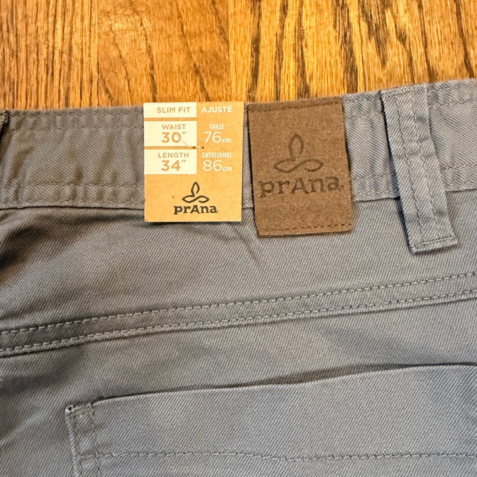Prana Bridger Jean Slim Fit Organic Stretch Denim Pants 30x34 Gravel Grey NWT