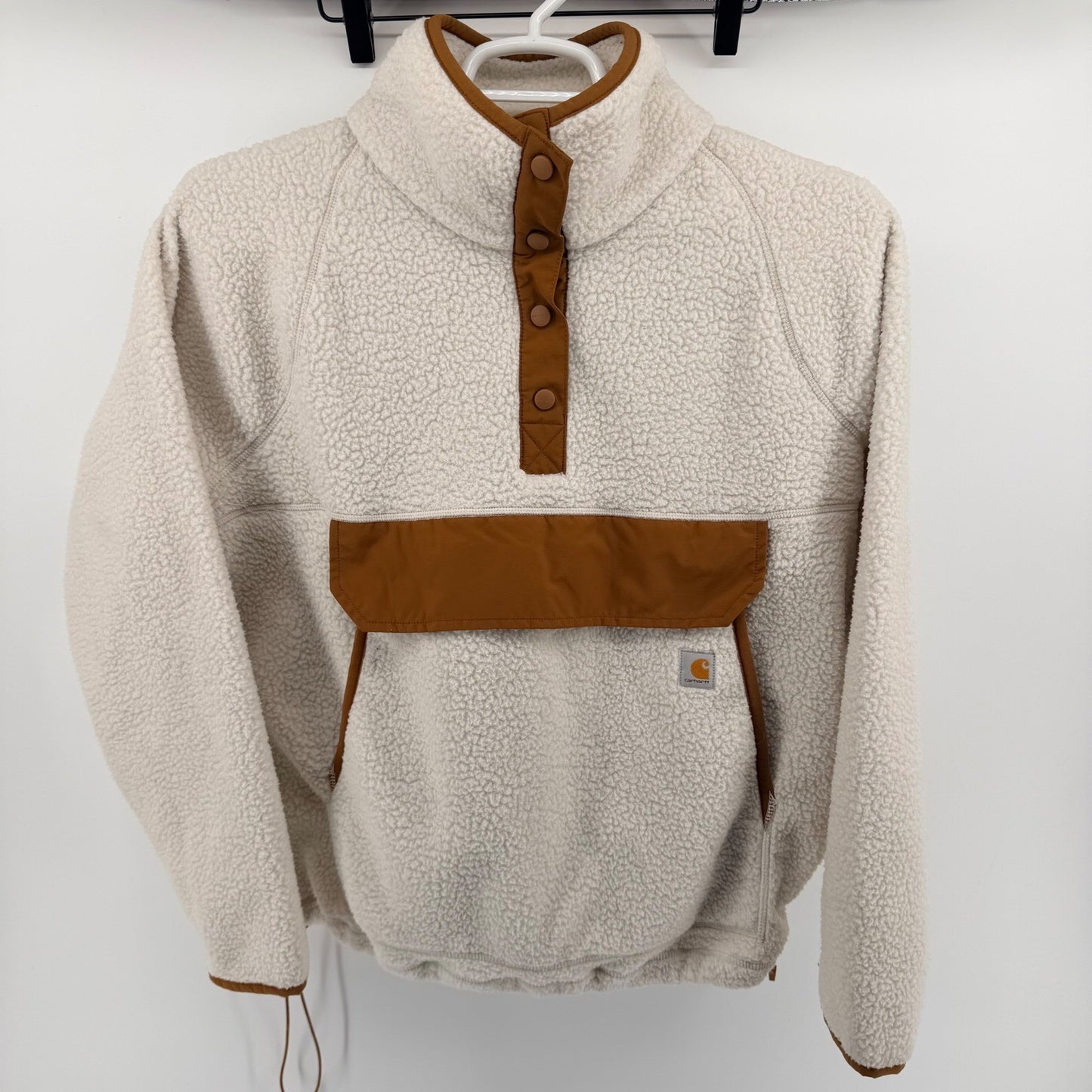 Carhartt Relaxed Fit Sherpa Fleece Pullover Snap Neck XL Cream Brown 104922-W
