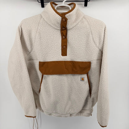 Carhartt Relaxed Fit Sherpa Fleece Pullover Snap Neck XL Cream Brown 104922-W