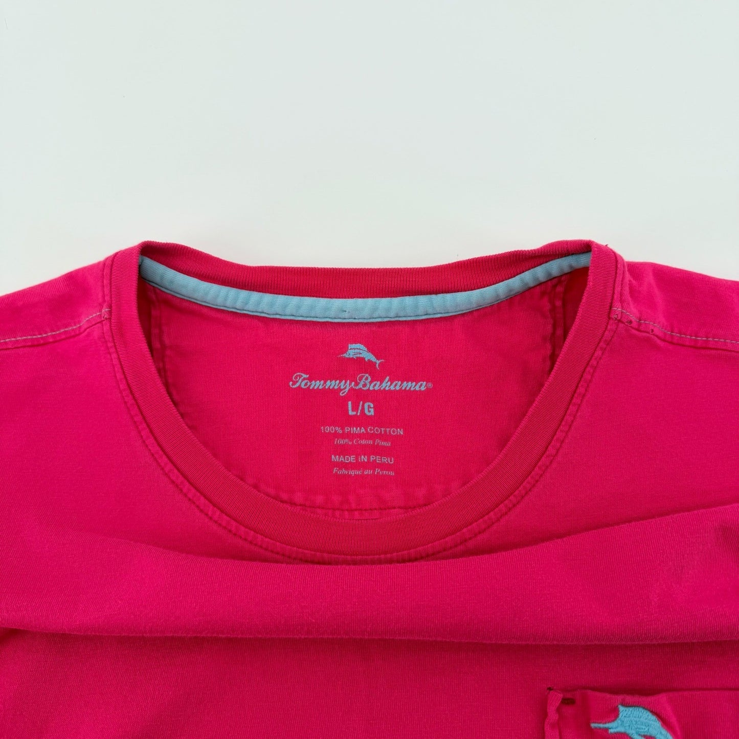 Tommy Bahama Pima Cotton Long Sleeve Pocket Tee Shirt Large Pink Resortwear