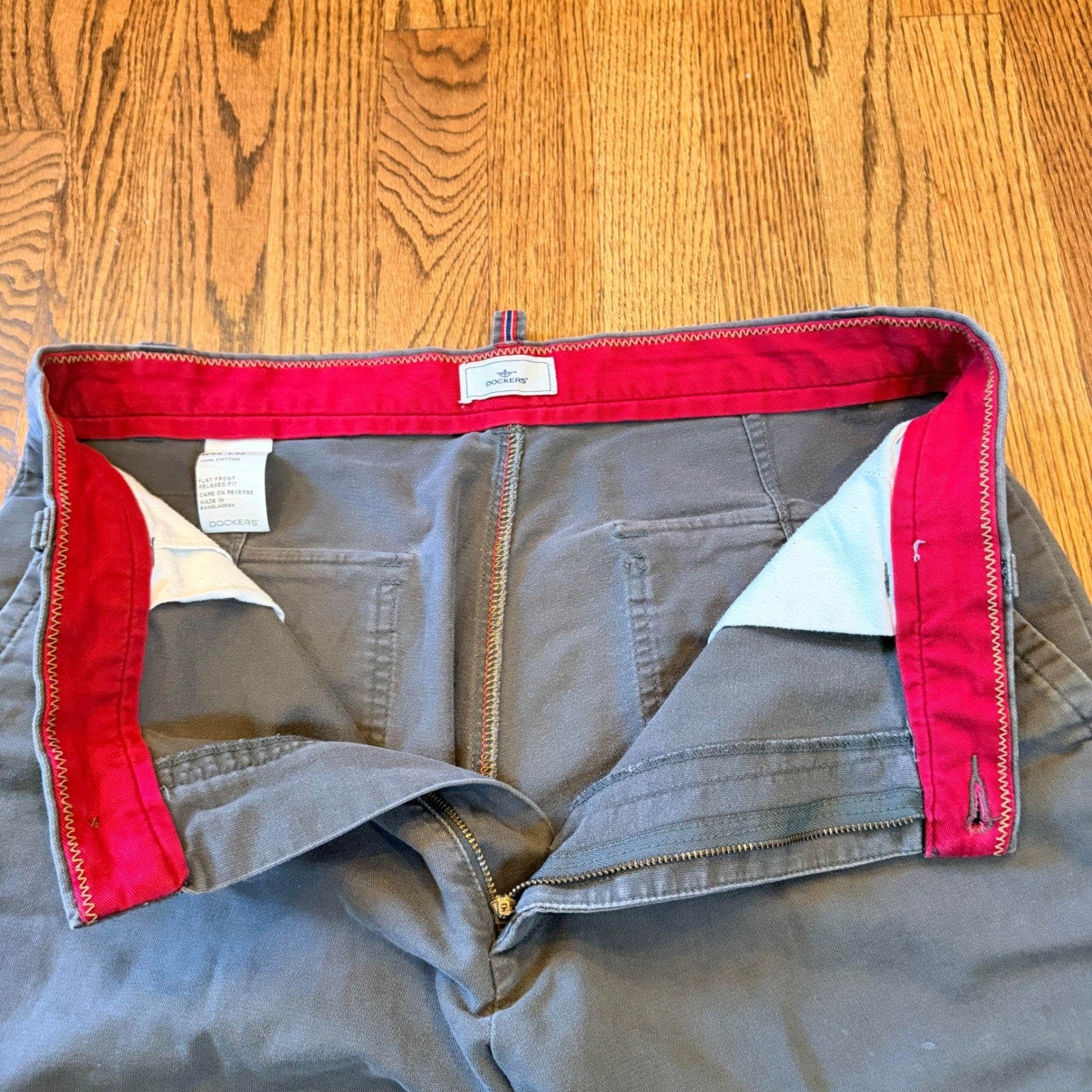 Vintage Dockers Relaxed Fit Chino Pants Side Zipper Pocket 34x30 Green