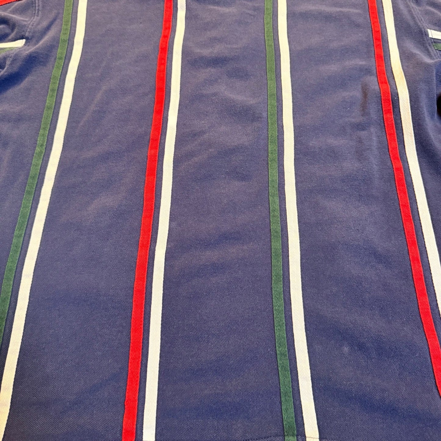 Catalina Striped Pique Polo Shirt Mens Large Navy Blue Red White Green Vintage