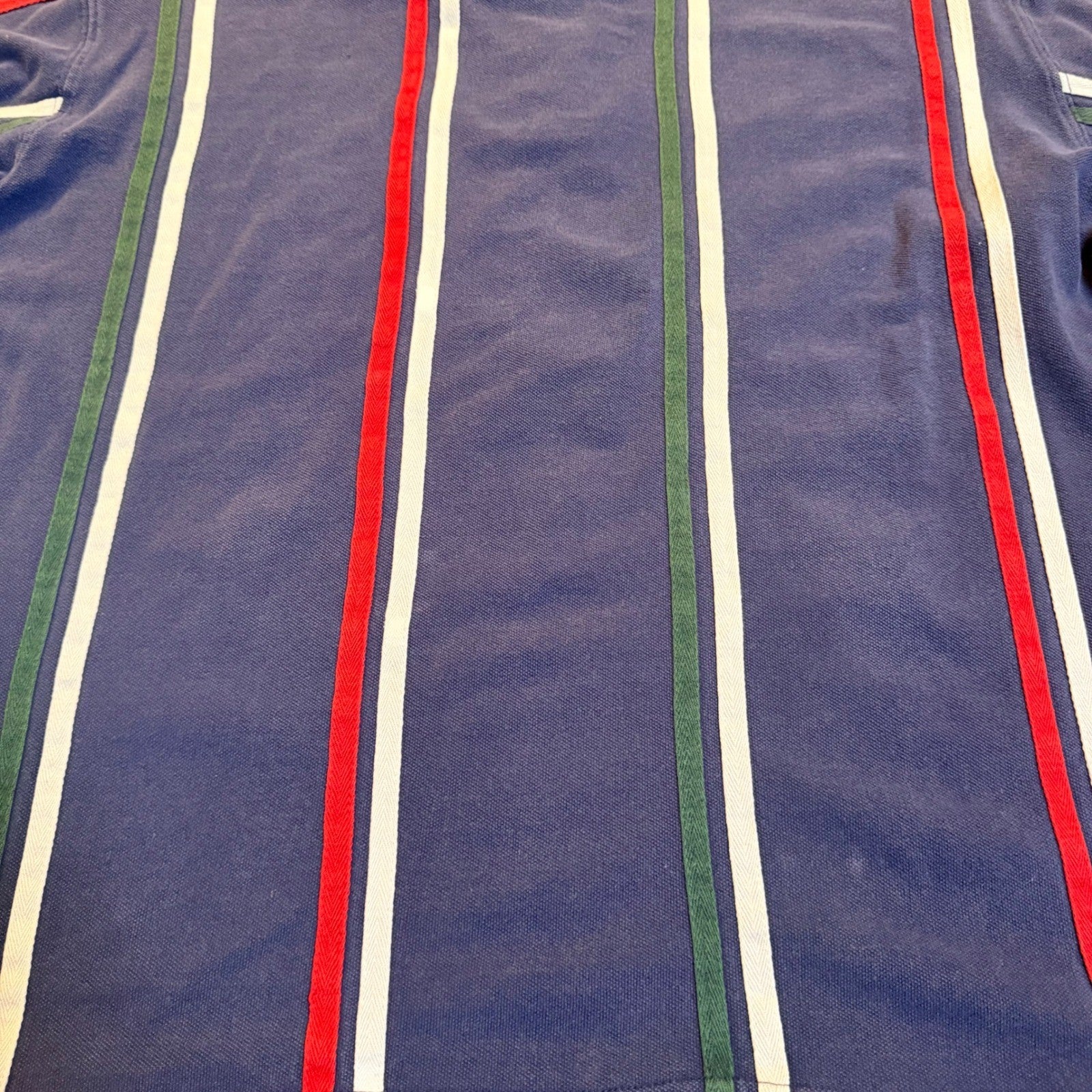 Catalina Striped Pique Polo Shirt Mens Large Navy Blue Red White Green Vintage