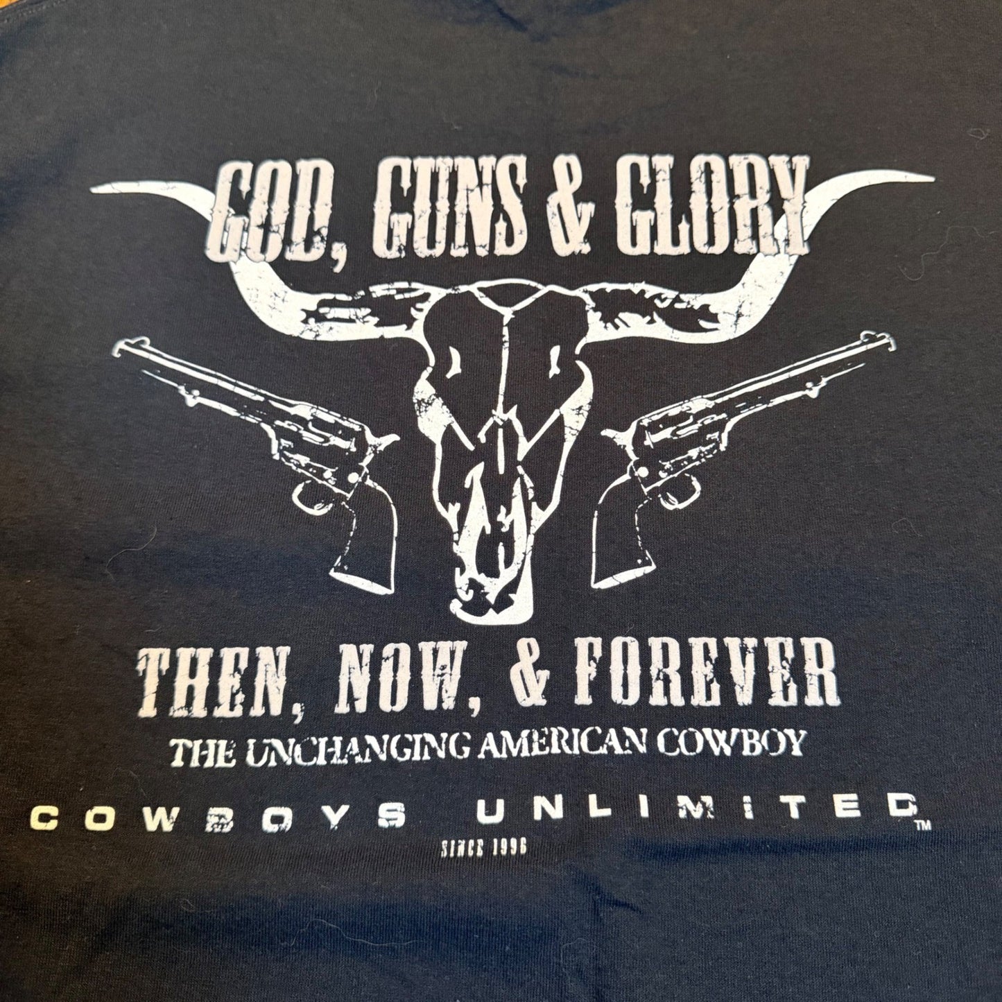 Port & Company Cowboys Unlimited God Guns Glory Graphic Tee Large Black
