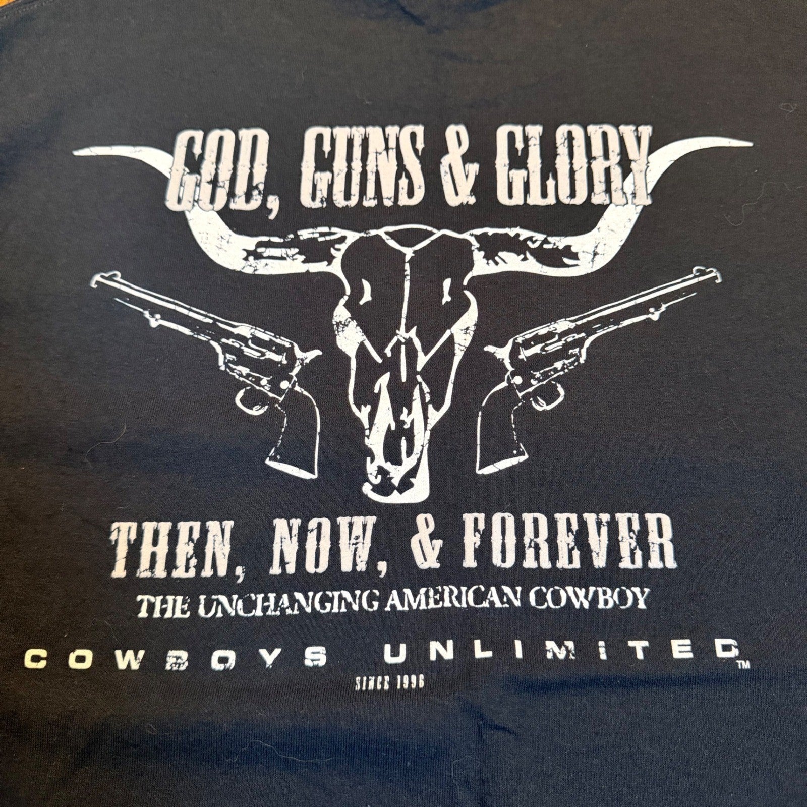 Port & Company Cowboys Unlimited God Guns Glory Graphic Tee Large Black