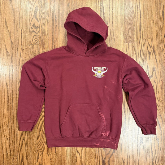 Stewart’s Meat Market Hoodie Yelm WA Local PNW Graphic Pullover Burgundy Size S
