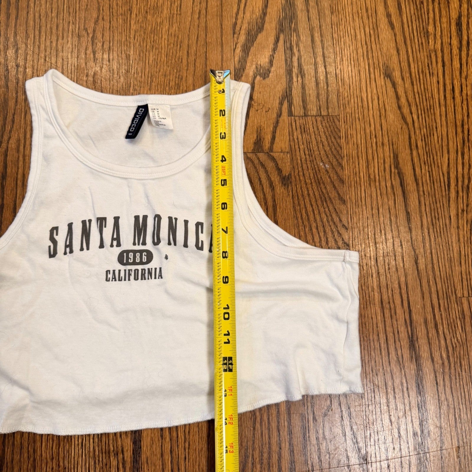 H&M Divided Santa Monica California Graphic Crop Tank Top Medium White