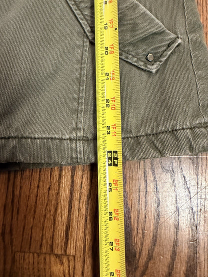 Buffalo Womens Outerwear Green/Grey Parka Denim Jacket Zip Off Hat Size XS