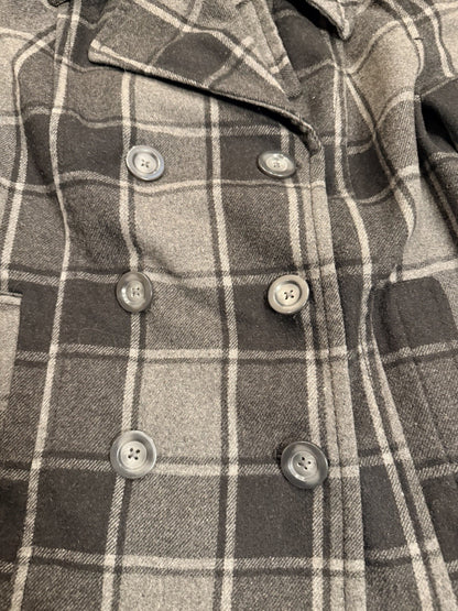 OLD NAVY Women's Gray and Black Plaid Double-Breasted Peacoat Jacket Size Medium
