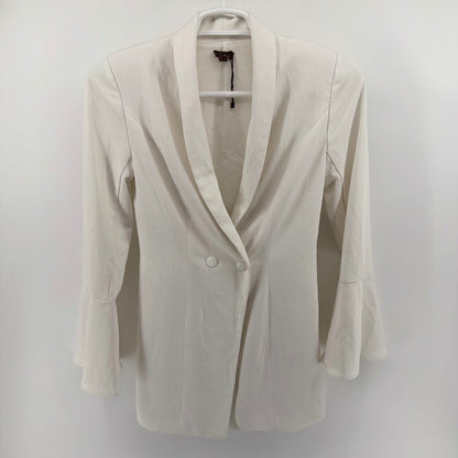 NBD Bell Sleeve Blazer Dress White Shawl Lapel Tailored Mini Size S White