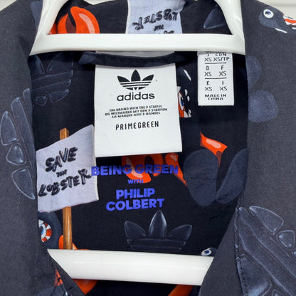Adidas Philip Colbert Save the Lobster Button Up Shirt Graphic Pop Art XS Black