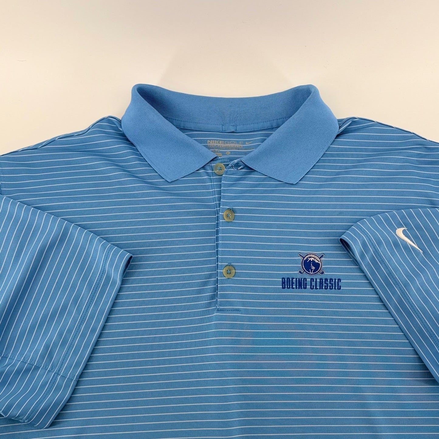 Nike Golf Boeing Classic Dri-FIT Striped Polo Shirt XL Blue 585748-412
