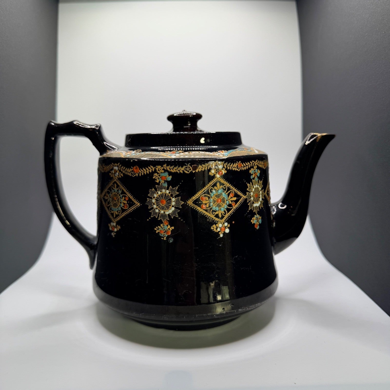 Vintage Made in England Price Brothers Burslem Moriage Hand Painted Teapot 1930s
