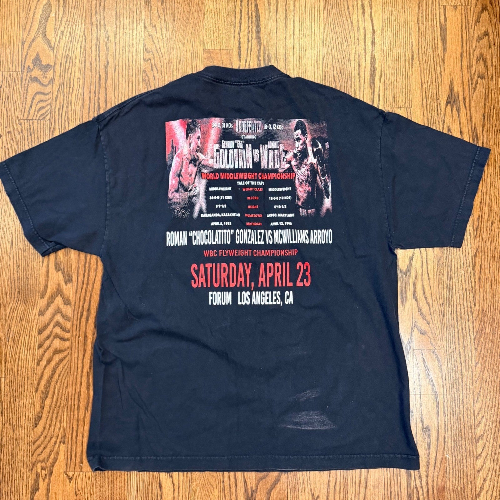 Gennady Golovkin GGG vs Wade Boxing Graphic T-Shirt XL Black 2016 Fight Night
