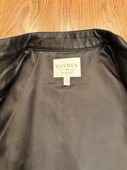 Hayden Los Angeles Womans Full Zip Jacket Black Solid Small Cotton Blend