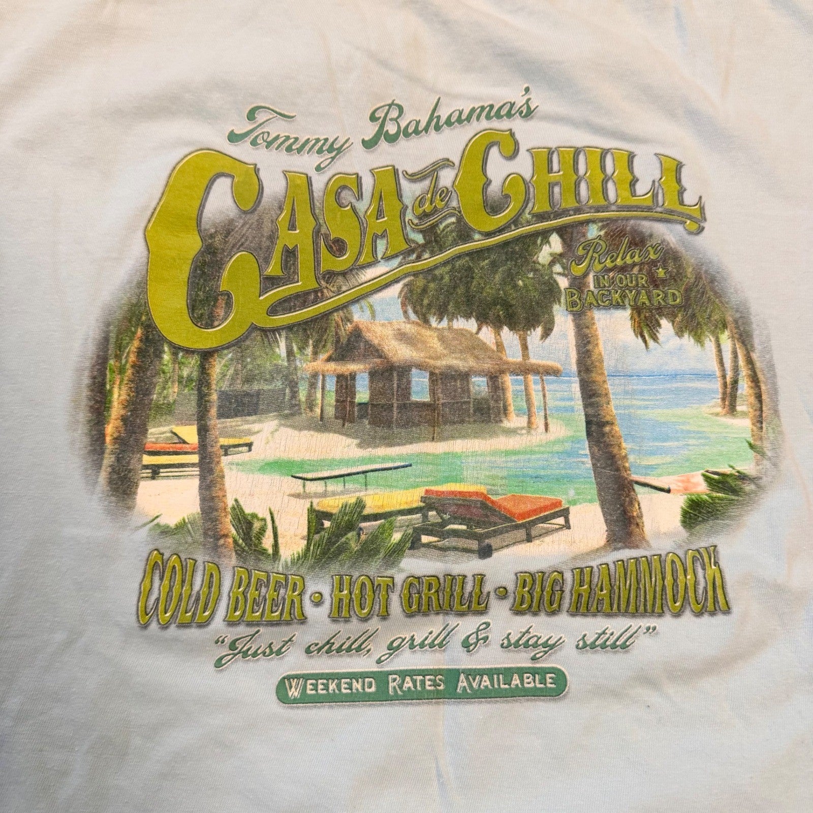 Tommy Bahama Relax Casa de Chill Graphic T-Shirt XL Light Blue Tropical Beach